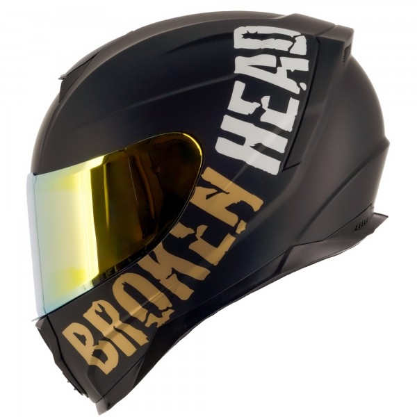 Broken Head BeProud Sport Gold Motorradhelm + Gold Verspiegeltes Visier | Limited Edition