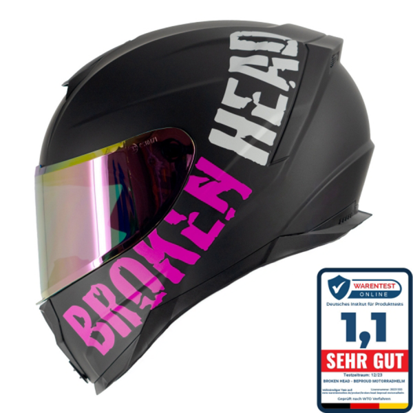Broken Head BeProud Sport Pink Set Motorradhelm + Rose-Gold Verspiegeltes Visier | Mirror Edition