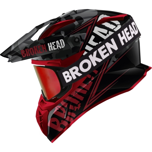 Broken Head Crosshelm Squadron Rot + MX-Brille Struggler Rot