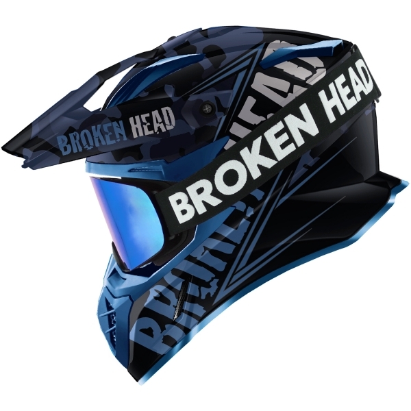 Broken Head Crosshelm Squadron Blau + MX-Brille Struggler Blau