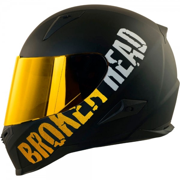 Broken Head BeProud Gold Motorradhelm + Gold Verspiegeltes Visier | Limited Edition