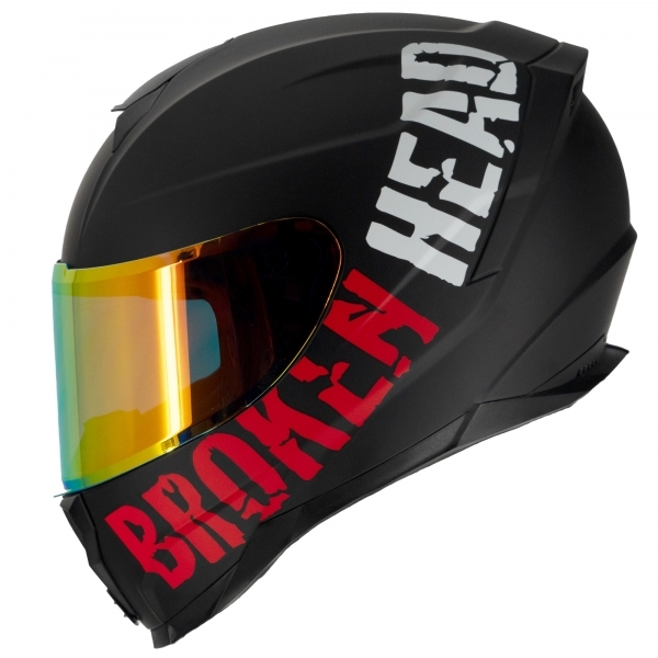 Casque de moto tête cassée BeProud Sport casque intégral rouge (rouge + visière transparente)