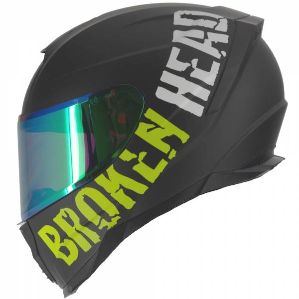 Broken Head BeProud Sport Grün Motorradhelm + Grün Verspiegeltes Visier