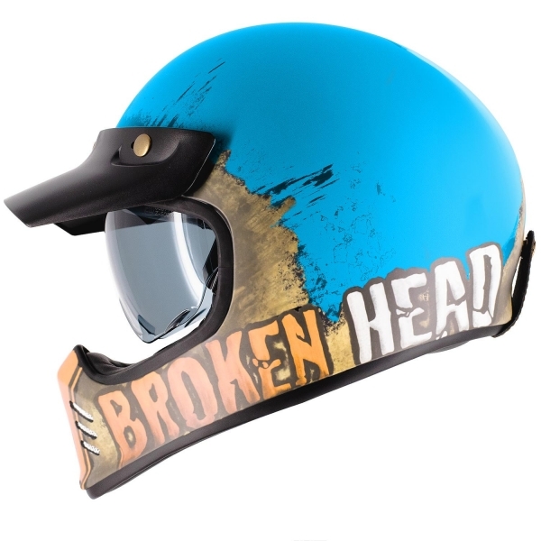 Broken Head Retro Helm Rusty Rider Blau-Orange